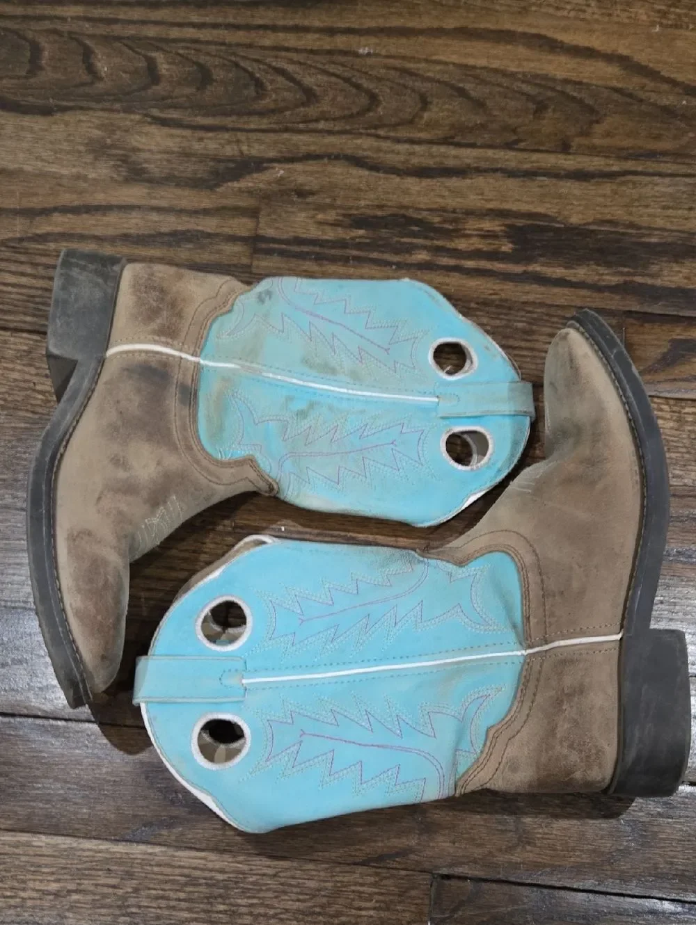 Shyanne Ceci Girl's Blue Brown Mid-Calf Pull-On Western cowboy Size 4D